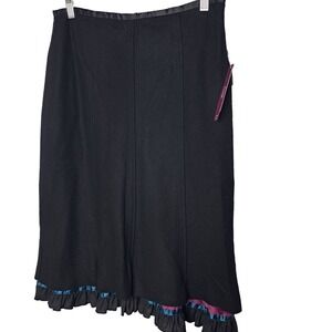 Field Manor‎ Wool Skirt NWT Womens Sz 10 Black Ruffle Career Work Dressy A-Line